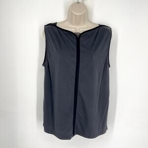 3.1 Phillip Lim Cotton Silk Top Blouse Womens Sz L Black Sleeveless Semi-Sheer